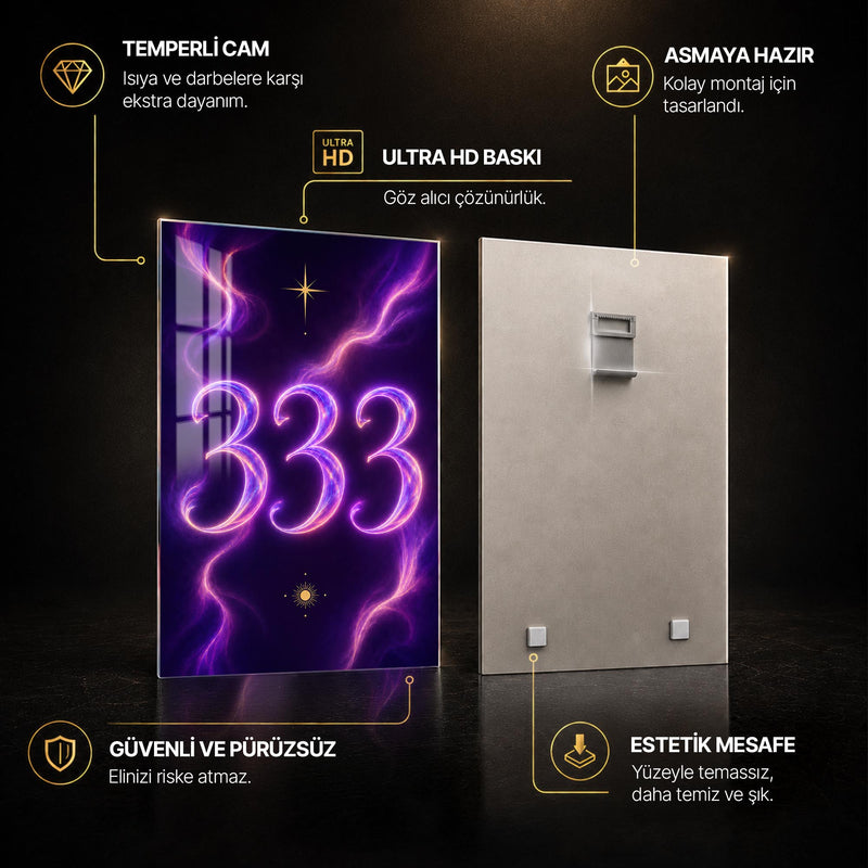 Mor Neon 333 Geçidi Cam Tablo – Cam Tablo