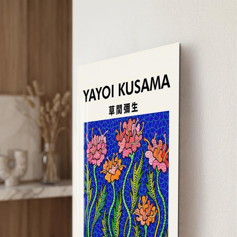 Mavi Bahçede Renkli Çiçekler Cam Tablo – Cam Tablo