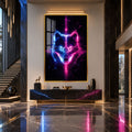 Neon Kurt Başı Cam Tablo – Altın Çerçeveli Cam Tablo