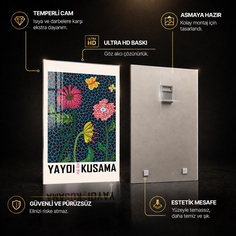 Benekli Çiçekler ve Kelebekler 2 Cam Tablo – Cam Tablo