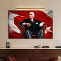 Deri Koltukta Atatürk Cam Tablo