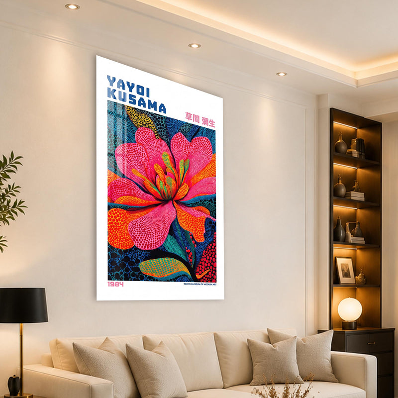Pembe Benekli Dev Çiçek Cam Tablo – Cam Tablo