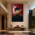 Kalpaklı Atatürk Cam Tablo – Siyah Çerçeveli