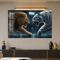 Aslan ve Kaplan Karşı Karşıya Cam Tablo – Cam Tablo