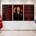 Atatürk Köşesi Üçlü Cam Tablo Seti — Kızıl Bayraklı
