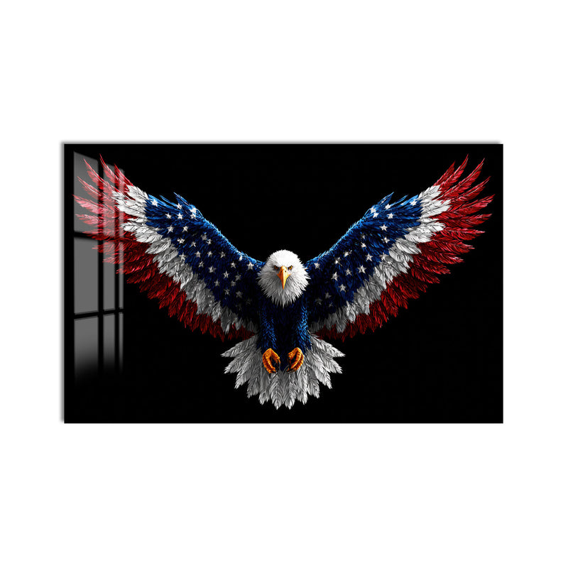 Amerikan Bayraklı Kartal Cam Tablo – Cam Tablo