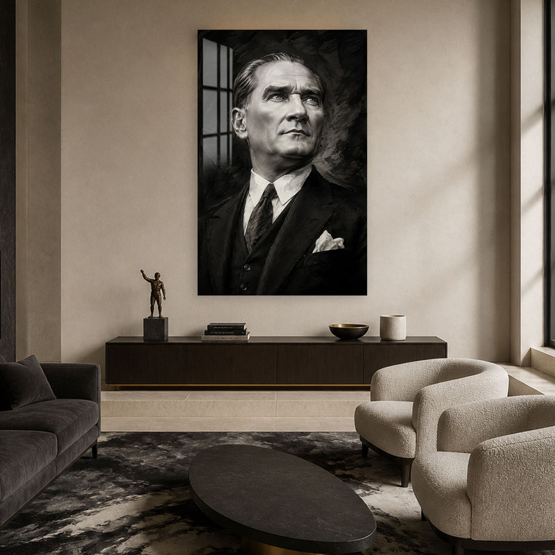 Yukarı Bakan Atatürk Cam Tablo