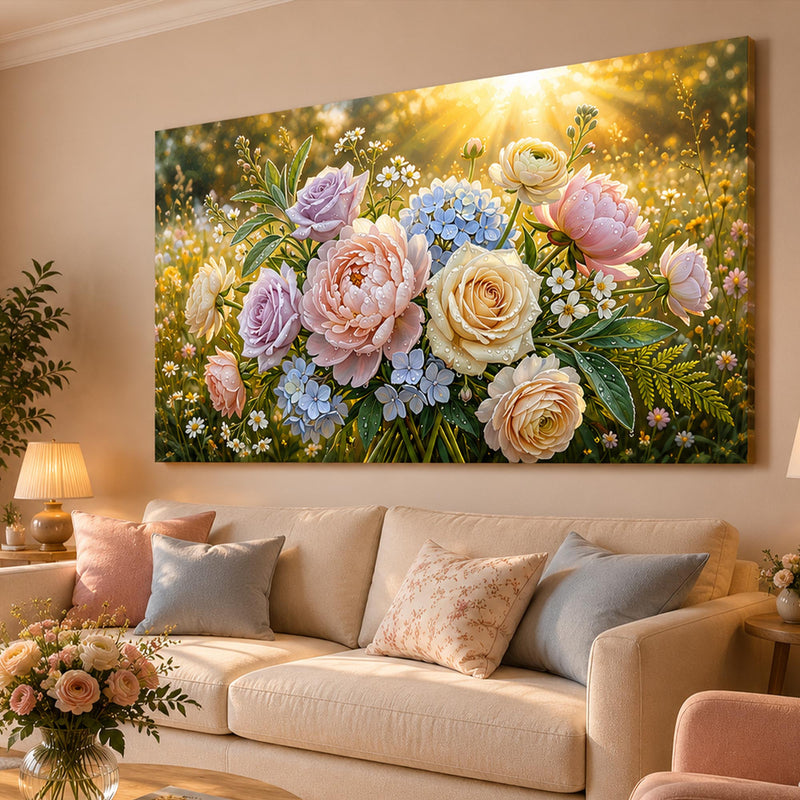 Gün Işığında Pastel Çiçekler Cam Tablo – Cam Tablo