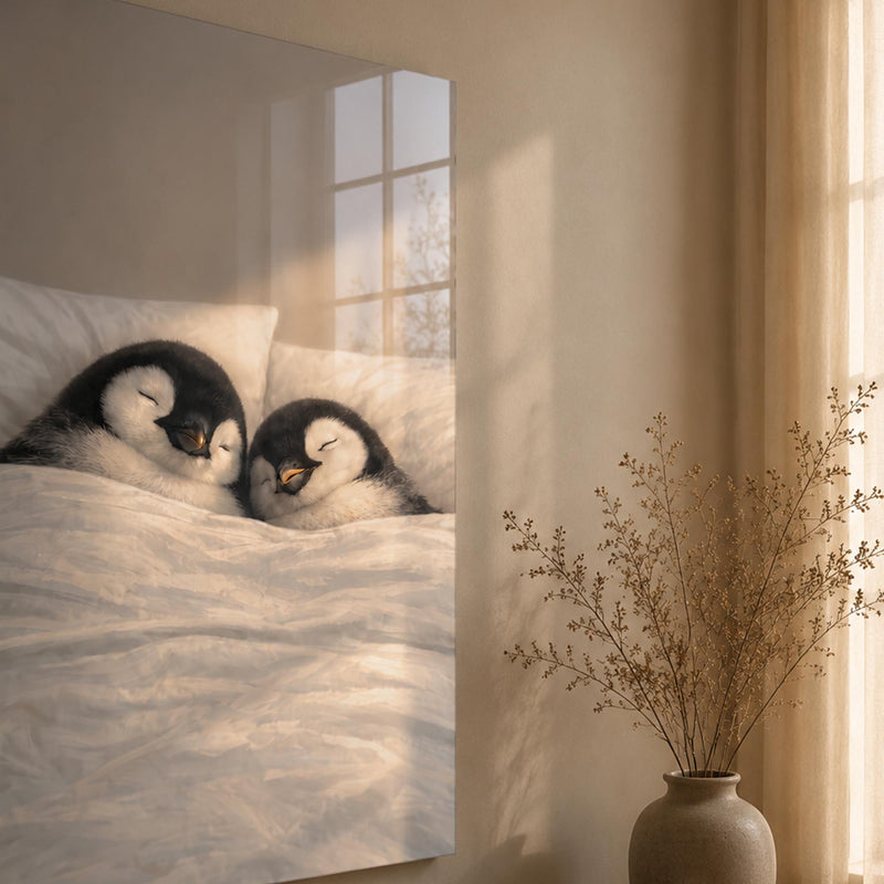 Uykucu Penguenler Cam Tablo – Cam Tablo