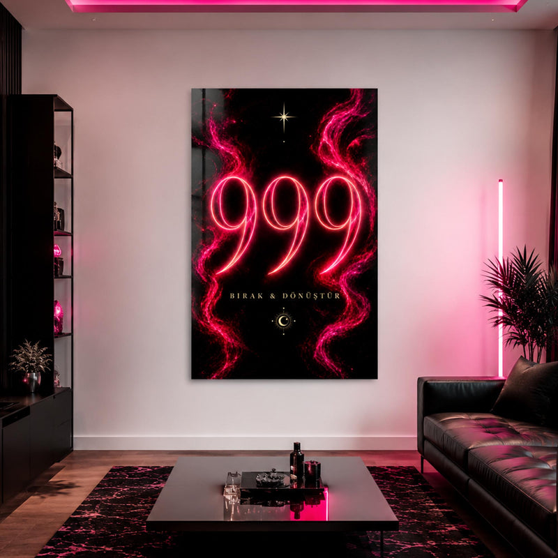 Fuşya Alevlerde 999 Cam Tablo – Cam Tablo