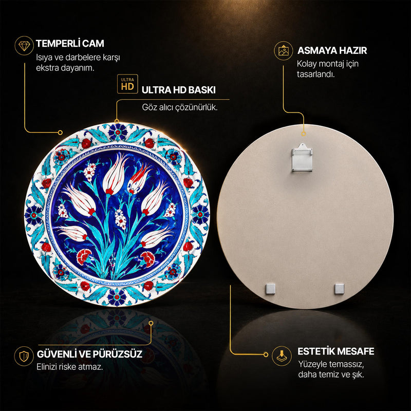 Gece Mavisinde Beyaz Laleler Cam Tablo – Cam Tablo