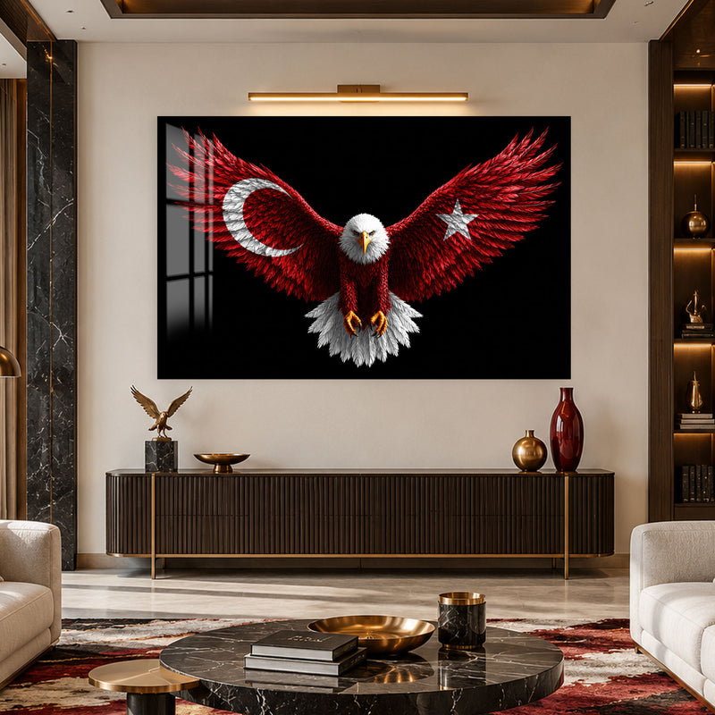 Türk Bayraklı Kartal Cam Tablo – Cam Tablo
