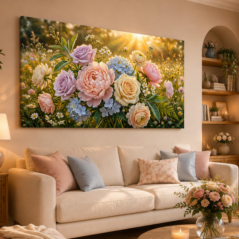 Gün Işığında Pastel Çiçekler Cam Tablo – Cam Tablo