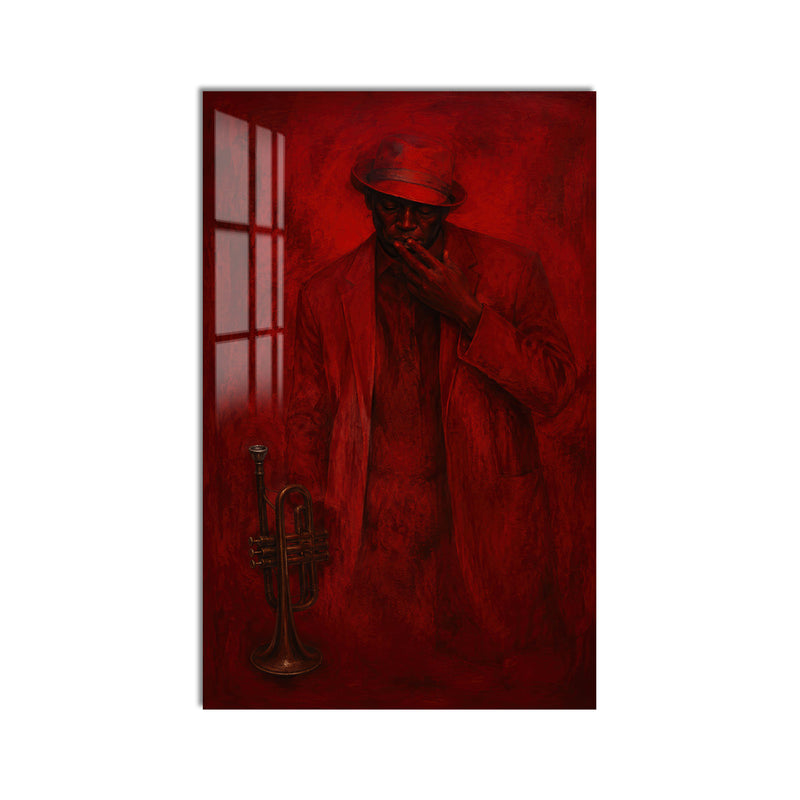 Kırmızıda Trompetçi Cam Tablo – Cam Tablo