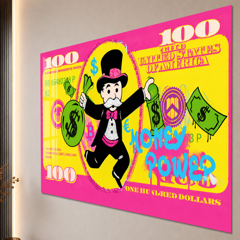 Para Adam 100 Dolar Pop Art Cam Tablo – Cam Tablo