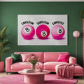 Pembe Bilardo Toplarında Şans Cam Tablo – Cam Tablo