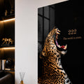 Siyah Zeminde 222 Leopar Cam Tablo – Cam Tablo