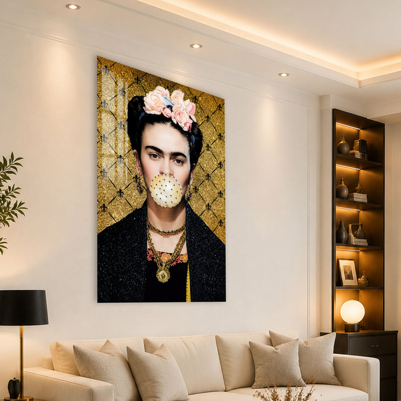 Çiçek Taçlı Kadın Portresi Cam Tablo – Cam Tablo