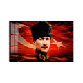 Kızıl Gökte Kalpaklı Atatürk Cam Tablo