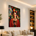 Kuşlar ve Çiçeklerle Frida Kahlo Cam Tablo – Cam Tablo