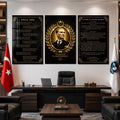 Atatürk Köşesi Üçlü Cam Tablo Seti — Cumhuriyet 1923 Altın Amblem