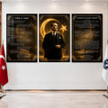 Atatürk Köşesi Üçlü Cam Tablo Seti — Hilal Yıldız Lacivert