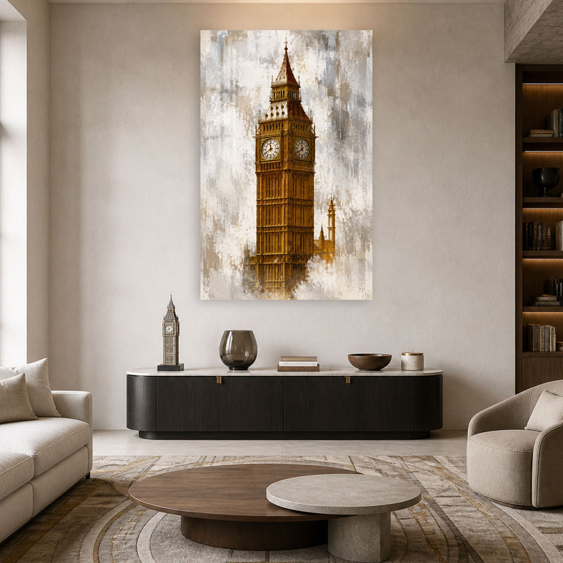 Altın Saatli Londra Kulesi Cam Tablo – Cam Tablo