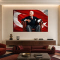 Deri Koltukta Atatürk Cam Tablo
