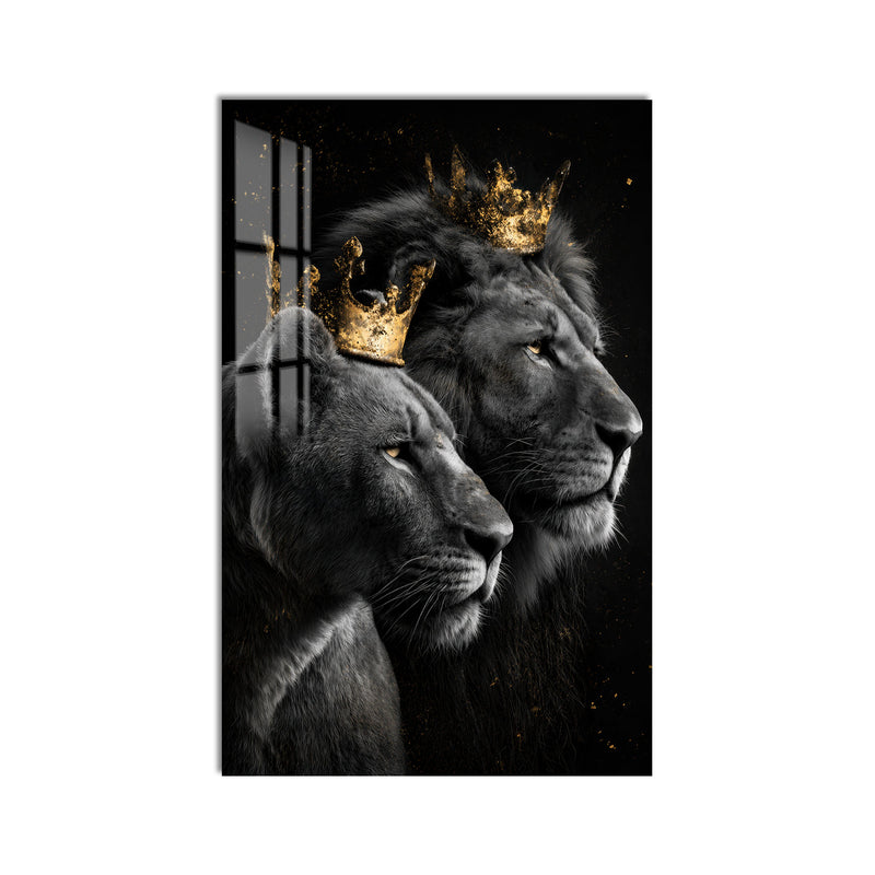Taçlı Aslan Çifti Cam Tablo – Cam Tablo