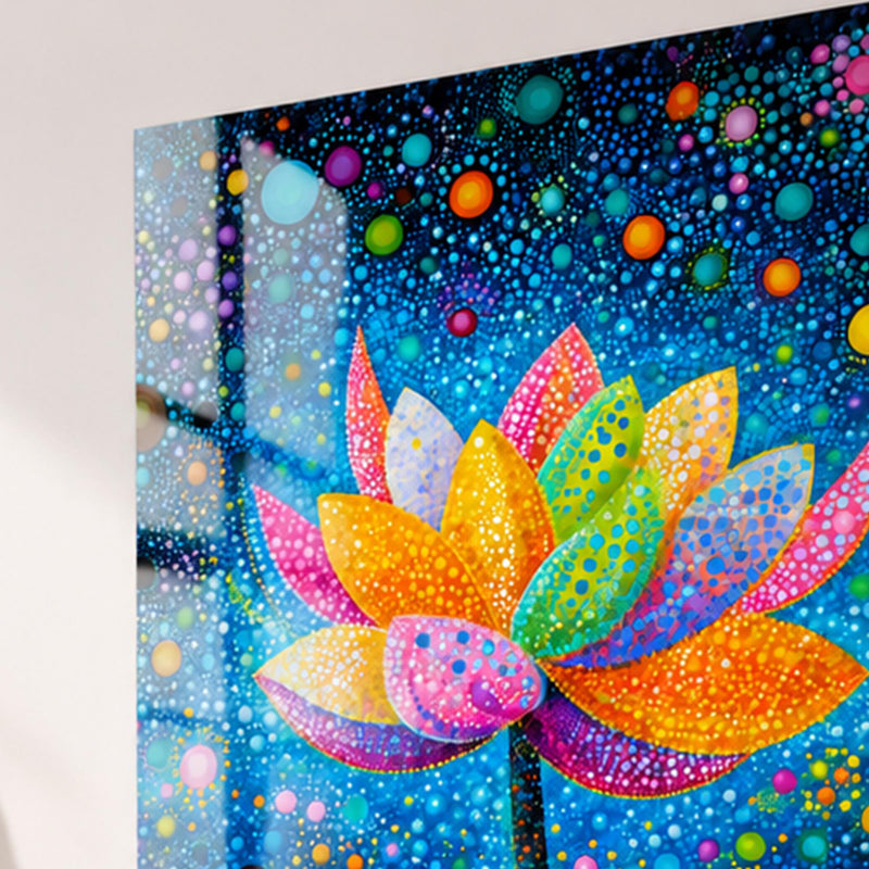 Noktalı Lotus Çiçeği Cam Tablo – Cam Tablo