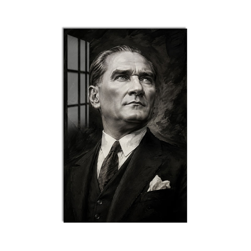 Yukarı Bakan Atatürk Cam Tablo