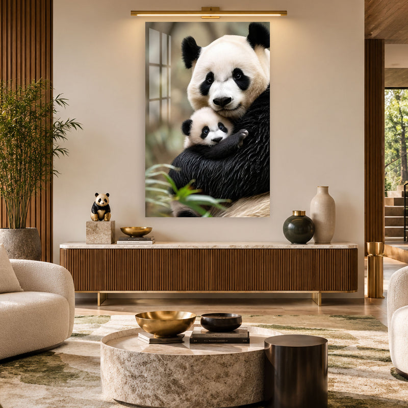 Anne Panda ve Yavrusu Cam Tablo – Cam Tablo