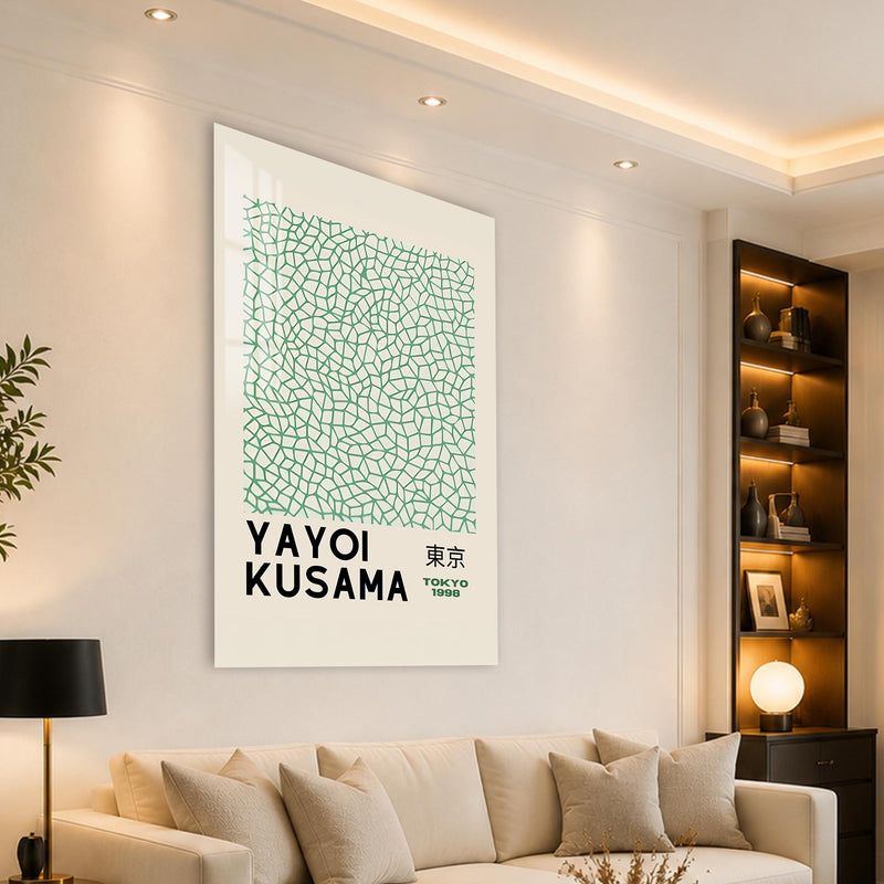 Yeşil Çizgilerin Sonsuz Ağı Cam Tablo – Cam Tablo