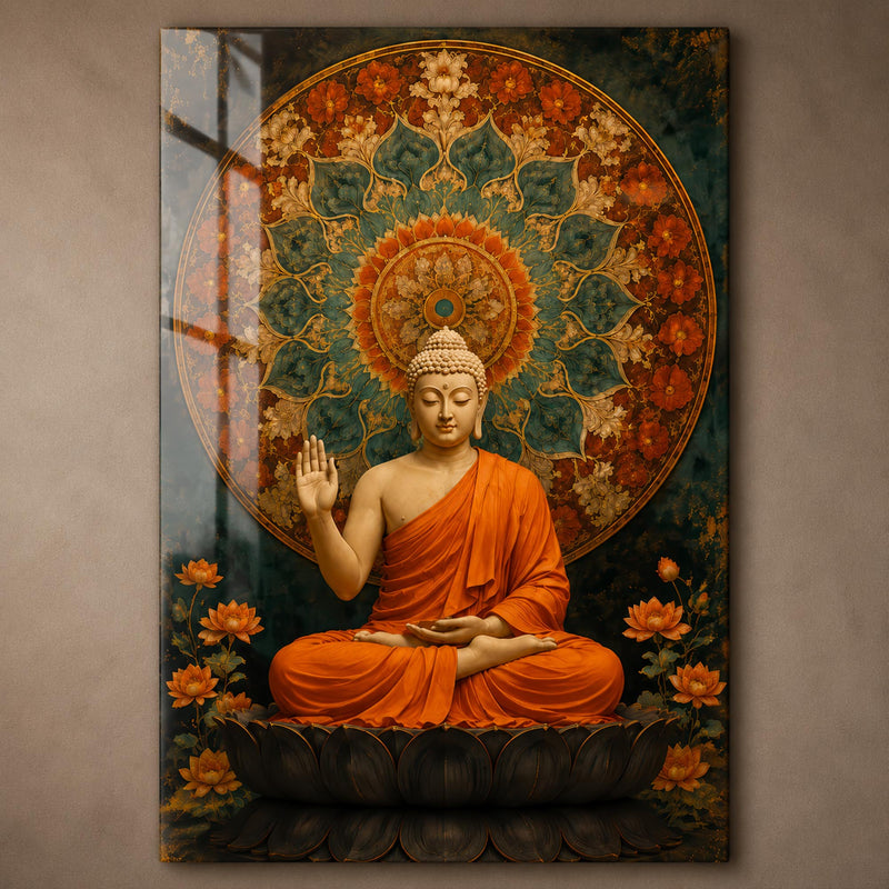 Lotus Mandalalı Buda Cam Tablo – Cam Tablo