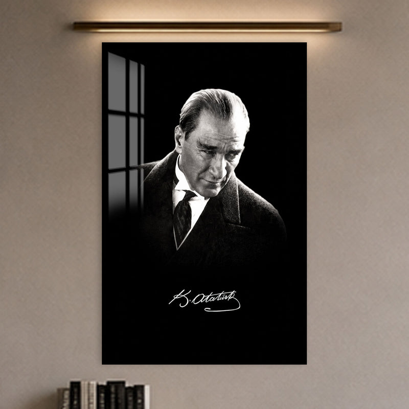 İmzalı Atatürk Cam Tablo