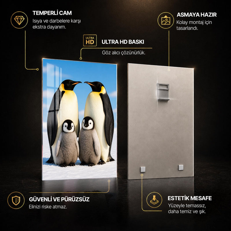 Penguen Ailesi Cam Tablo – Cam Tablo