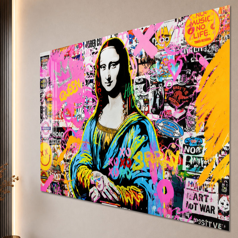 Pop Art Mona Lisa Grafiti Cam Tablo – Cam Tablo
