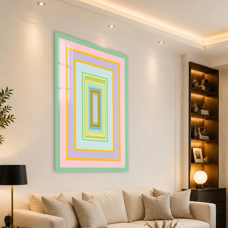 Pastel Çerçeveli Kareler Cam Tablo – Cam Tablo