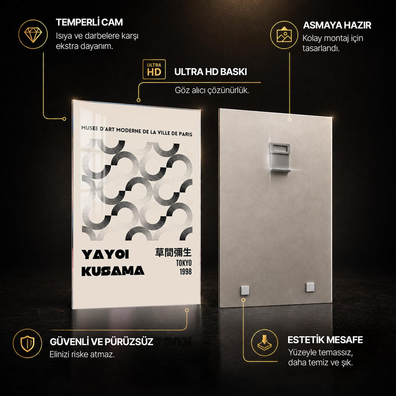 Siyah Gri İç İçe Halkalar Cam Tablo – Cam Tablo