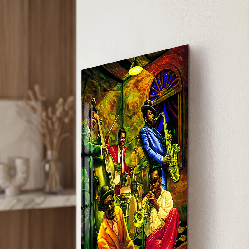Zarif Çift Kontrbas Portresi Cam Tablo – Cam Tablo