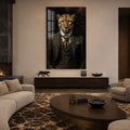 Takım Elbiseli Leopar Beyefendi Cam Tablo – Cam Tablo