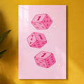 Pembe Şans Zarları Cam Tablo – Cam Tablo