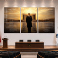 Atatürk Köşesi Üçlü Cam Tablo Seti — Anıtkabir Altın Işıklı