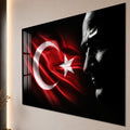 Bayrak ve Profil Atatürk Cam Tablo