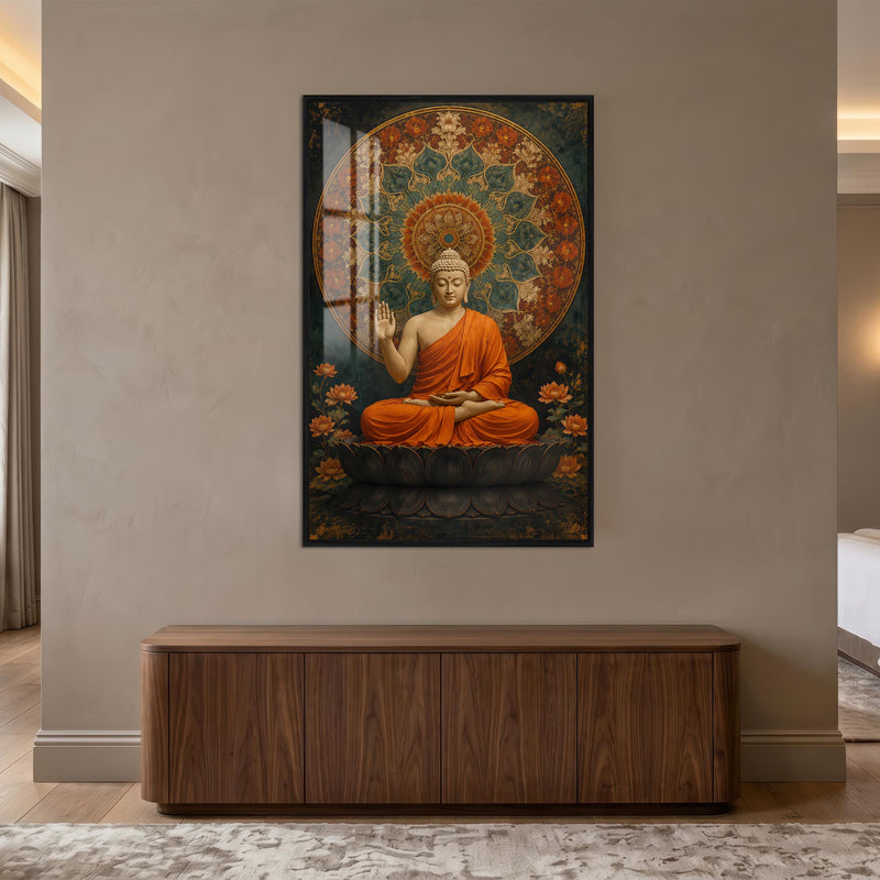 Lotus Mandalalı Buda Cam Tablo – Cam Tablo