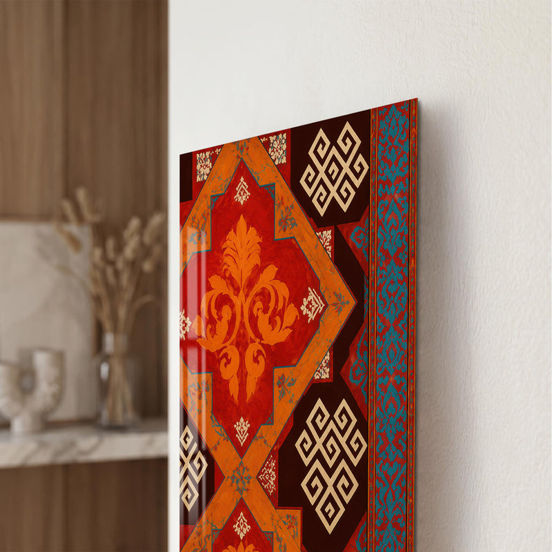 Kızıl Kilim Deseni Cam Tablo – Cam Tablo