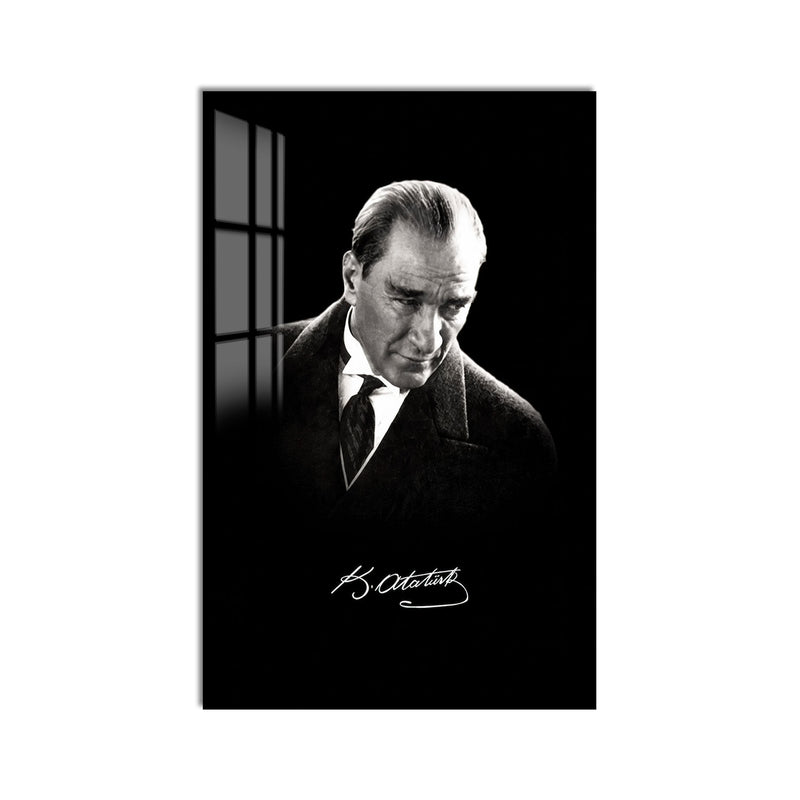 İmzalı Atatürk Cam Tablo