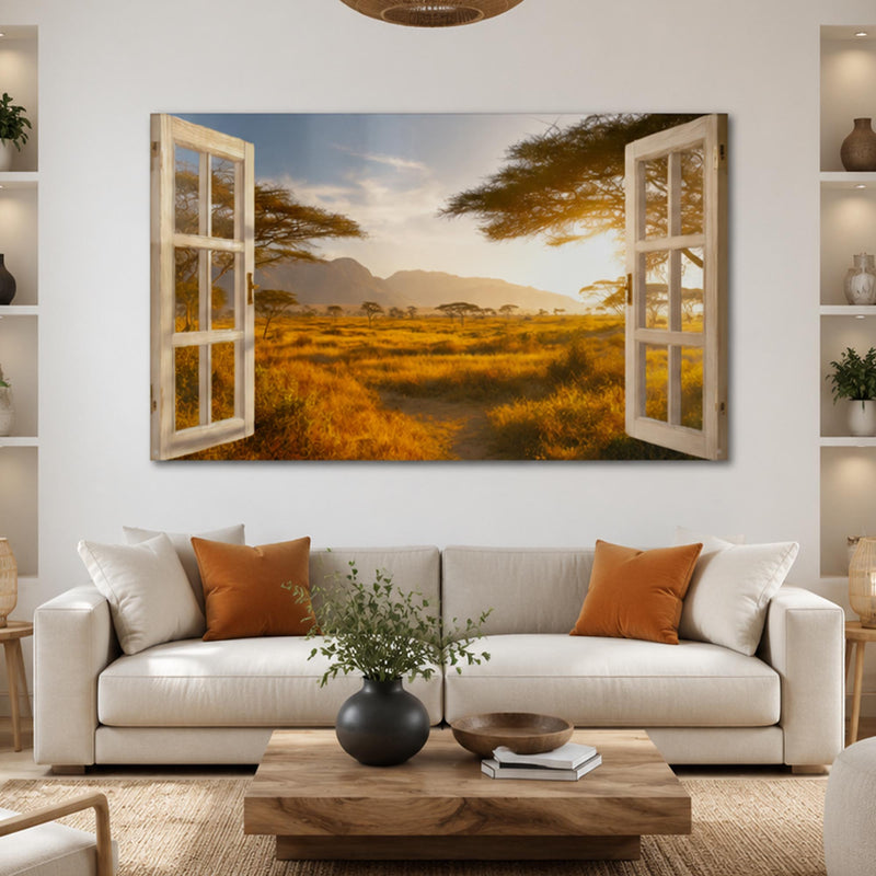 Afrika Savana Akasya Cam Tablo – Cam Tablo