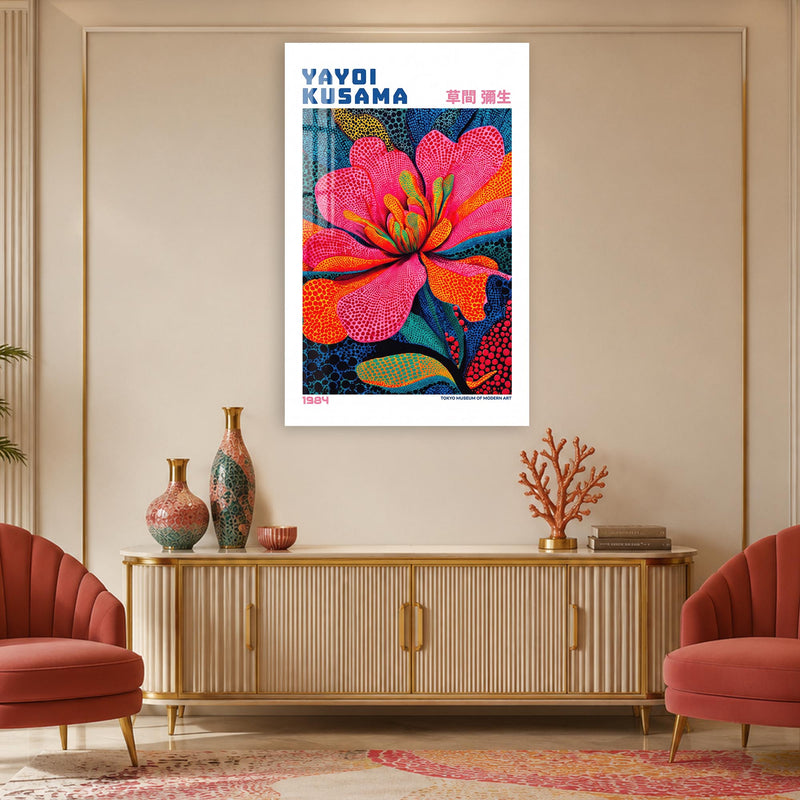 Pembe Benekli Dev Çiçek Cam Tablo – Cam Tablo