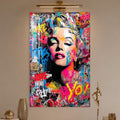 Renkli Graffiti Pop Art Portre Cam Tablo – Cam Tablo